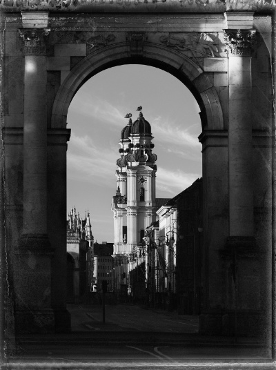 Highlights Munich - Ira Stehmann Fine ArtChristopher Thomas Theatinerkirche 2024 Pigment print on watercolor arches Paper 135 x 103 cm